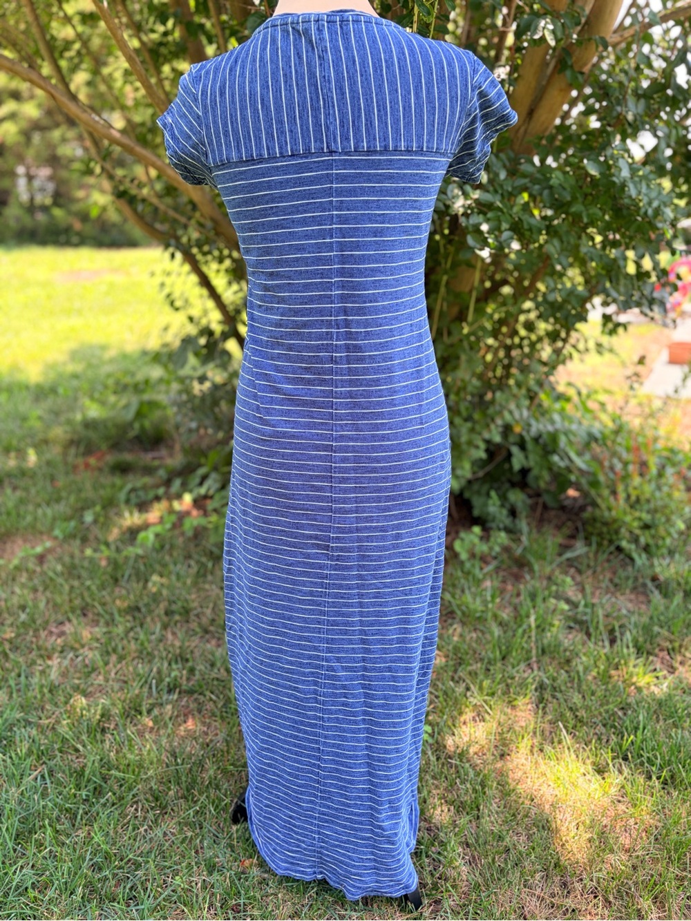 Orvis XS Blue Striped Maxi Dress short sleeve summer women’s junior girls - Picture 3 of 5
